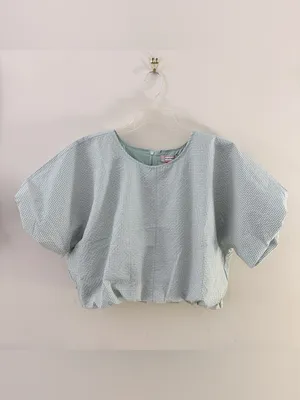 Hunter Crop Bubble Blouse in Surf‎ Spray XL NWT thumbnail 6