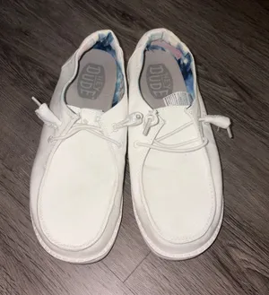 Hey Dude White Canvas Lightweight Slip-On Loafers thumbnail 1