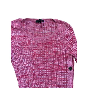 Ann Taylor Red Pink Marled Ribbed‎ Side Button Sweater sz M thumbnail 10