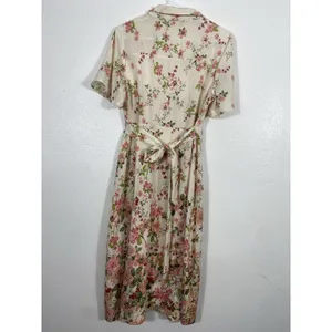 Figueroa & Flower Boho Shirt Dress Medium Beige Floral Cottagecore Retro Prairie thumbnail 7