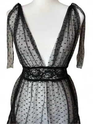 Black Mesh Polka Dot Babydoll Size M thumbnail 2