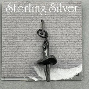 Sterling silver ballerina charm on card thumbnail 1