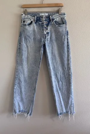 KanCan Light Blue Straight Leg Button thumbnail 1