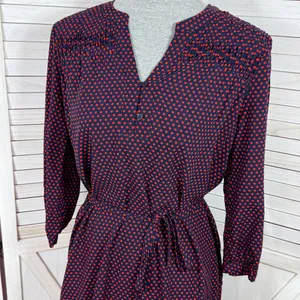 41 Hawthorn Polka Dot Belted V Neck Cloey Shirt Dress Blue‎ Red Small thumbnail 6