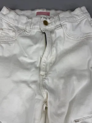 DL1961 Hepburn Cargo Jeans 24 Eggshell White High Rise Wide Leg 33" thumbnail 2