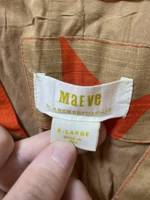 Maeve Cassandra Dress Womens XL Orange Leaf Pleated Flutter Sleeve Maxi Sundress thumbnail 3