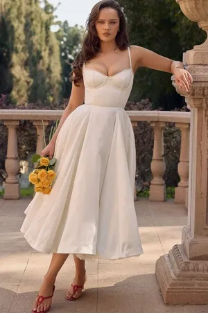 HOUSE OF CB XS A-C Mademoiselle White Tulle Midi Dress NWOT thumbnail 1