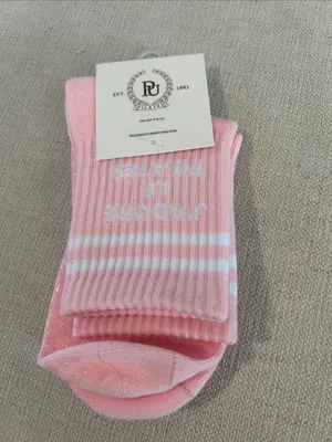 Pilates Univer 1883 Country Club Nonslip Grip Crew Socks, Pink, NWT thumbnail 2