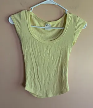 No Boundaries Pale Yellow Ribbed Scoop Neck Crop Top thumbnail 1