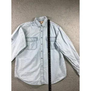 Faded Glory Vintage Denim Shirt Women XL Light Wash Button Up Workwear Chore Western Utility thumbnail 6
