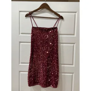 Lulus Perfect Sparkle Mauve Sequin Lace Up Mini Dress Large Cocktail Party Glam thumbnail 2