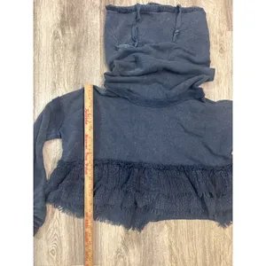 Free People Playing in Plaid Pullover Cowl Neck‎ Fringe Sweatshirt Size Small thumbnail 6
