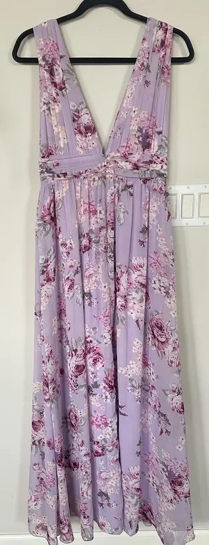 Lulu's Women Garden Meandering Maxi Dress Lavender Floral Very Good Condition M thumbnail 5