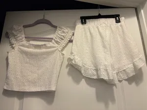 SO Matching Shorts Cap Sleeve Set, White Lace thumbnail 2