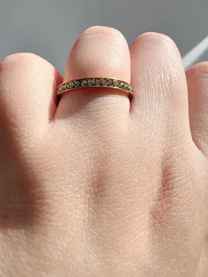 Gold two pieces ring, stackable bands with diamonds Size 8 thumbnail 3