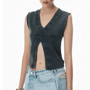Alexander Wang V-Neck Tank Top in Faded Black Size XS thumbnail 2