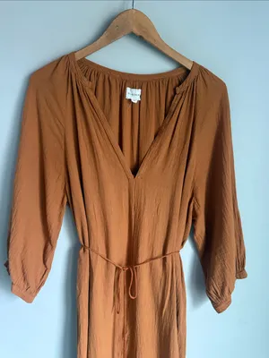 HONORINE Bianca Brown Cotton Gauze Midi Dress Small thumbnail 7