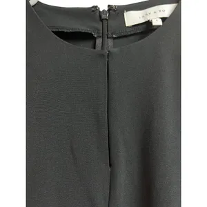 Lark & Ro Women's Puff Sleeve Split Neck Belted Crop Length Jumpsuit Black 6 thumbnail 5