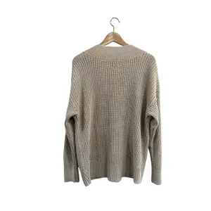 Aerie Womens Tan Marled Shaker Knit V-Neck Sweater Size M Long Sleeve Pullover thumbnail 2