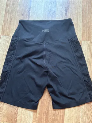 PINK Victoria's Secret Black High-Waist Bike Shorts with Lace Side Panels thumbnail 5