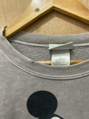 Disney Parks Mickey Mouse Long Sleeve Sweater Gray Size Small Vintage small stains as seen in picture thumbnail 3