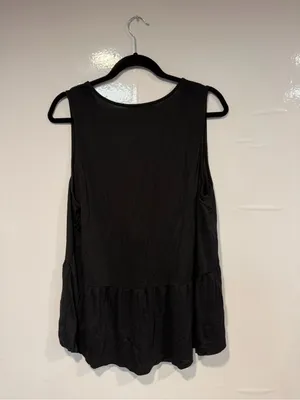 LOFT Black Sleeveless Surplice Peplum Top thumbnail 3