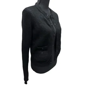 Vince‎ Womens Size Small 100% Cashmere Sweater Cardigan Black Beads Pockets thumbnail 4