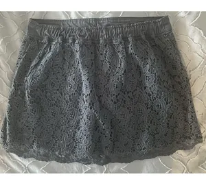 Abercrombie & Fitch Grey Floral Lace Mini Skirt Size S Cotton thumbnail 2