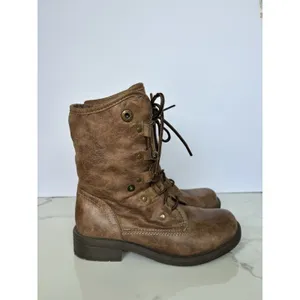 Arizona Jeans Faux Fur Fold Down Brown Combat Boots Womens Size 7 Lace Up⁠ thumbnail 2