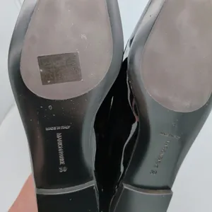 Marion Parke Black Patent Leather Square Pointed Toe Penny Loafer Women 39 Italy thumbnail 8