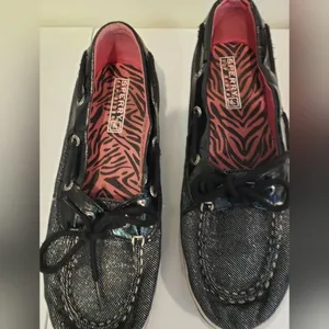 Sperry Black Canvas Boat Shoes thumbnail 2