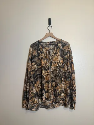 Free‎ People Out For The Night Snake Print Mesh Oversized Top thumbnail 3