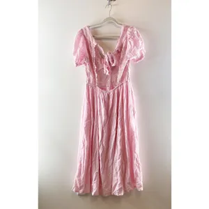 Free People All You Need Is Lace Short Sleeve Cotton Midi Dress Pink Large thumbnail 5