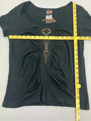 Harley Davidson Large Alefs Wichita KS Ruched Front Scoop Neck Women’s Shirt L thumbnail 8