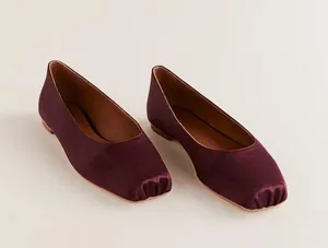 Reformation NWOT Mikayla Ballet Flats satin maroon burgundy size 6.5 thumbnail 1