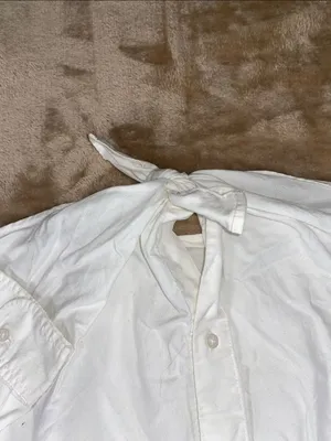 Madewell Cotton White Long-Sleeve Tie-Front Shirt thumbnail 3