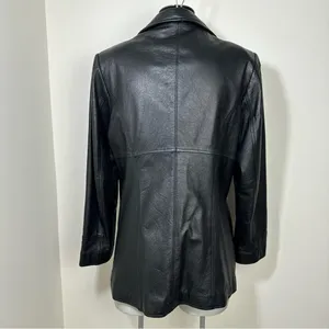 Wilson's Leather MAXIMA Genuine Leather Jacket Mid Length 90s Y2K Size Large Black thumbnail 2