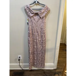 Xscape Evenings Floral Embroidery Off the Shoulder Sheath Gown Blush Size 10 thumbnail 4