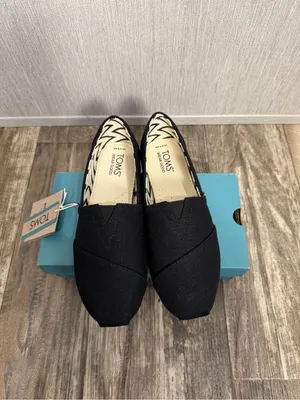 Toms Black Slip-On Canvas Shoes Size 5.5 Wide thumbnail 7