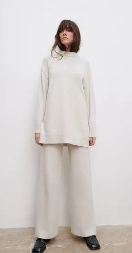 Zara Oversized Neutral Sweater Top thumbnail 1