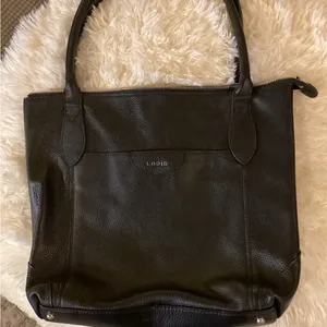 LODIS Cintage Black Leather Tote Bag thumbnail 1