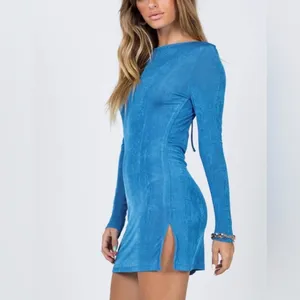 Lioness Electric Blue Long-Sleeve Backless Mini Dress thumbnail 3