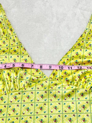 PINK by Frankie's Bikinis Yellow Floral Satin Dress Size Small thumbnail 8