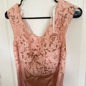 Sherri Hill NEW 53605 Blush Pink Lace Empire Waist Prom Wedding Gown thumbnail 5