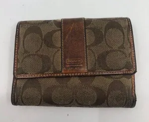 COACH Brown C Signature Design Leather Wallet thumbnail 1