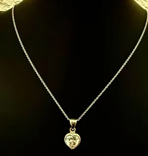 925 Sterling Silver Heart Clear CZ Pendant Necklace 4g. thumbnail 7