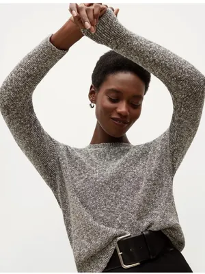 M.M. LAFLEUR The Butler Crewneck Sweater Knit Boucle Black White Medium thumbnail 8