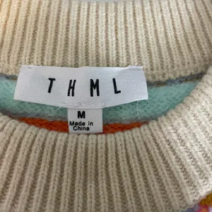 THML Colorful Ribbed Knit Quarter Sleeve Sweater Multicolor Neon Pink Orange thumbnail 8