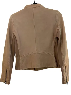 J.Crew Collection Genuine Leather Moto Jacket Beige Taupe Size 4 thumbnail 6