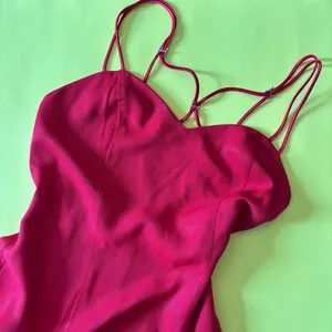 Vintage Solid Red Sleeveless Full Length Strappy Rhinestone Formal Dress thumbnail 10